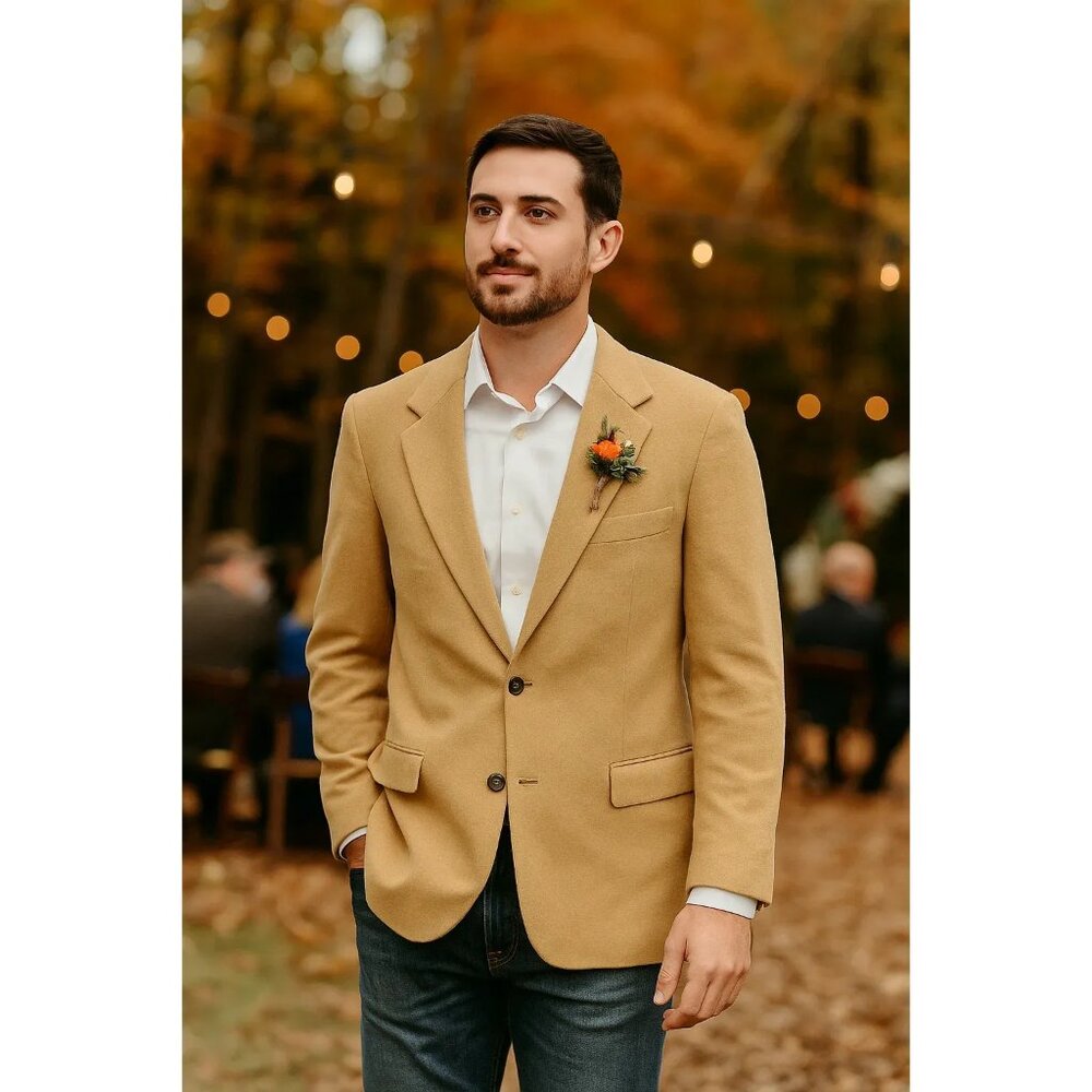 Vintage Barrymore for Fleishman's Camel Hair Blazer Luxury Tan Single Size 41 L